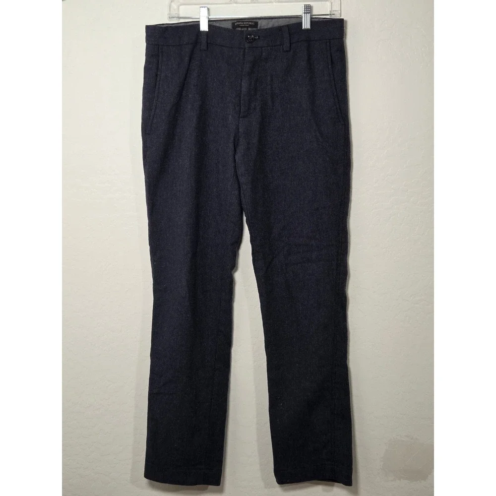 Banana Republic Aiden Pant Mens 32x32 Slim Fit Wool Blend Navy Blue Trousers